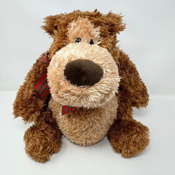 Gund Harley Slouchy Teddy Bear 16" Plush 46129 Plaid Red Green Neck Bow Toy Soft - Picture 2 of 12